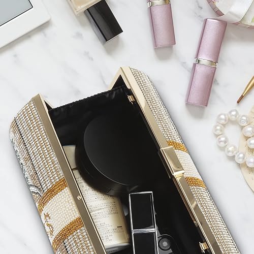 Miniatura 3 de Bolso de mano con diamantes de imitación para mujer, bolsos de noche de cristal, monedero con diamantes brillantes para bodas y fiestas, gold1