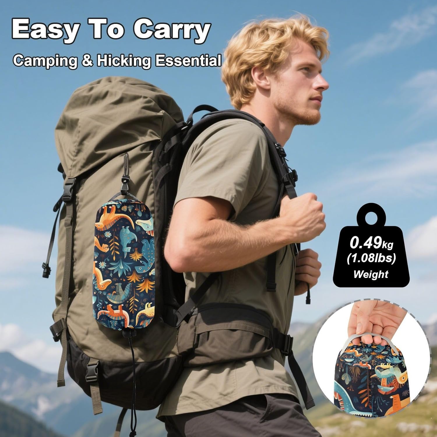 Forest Dinosaur Cartoon Art Hammock for Outside Trees Camping Portable Hammocks Lightweight Perfect for Indoor Hiking Beach Travel