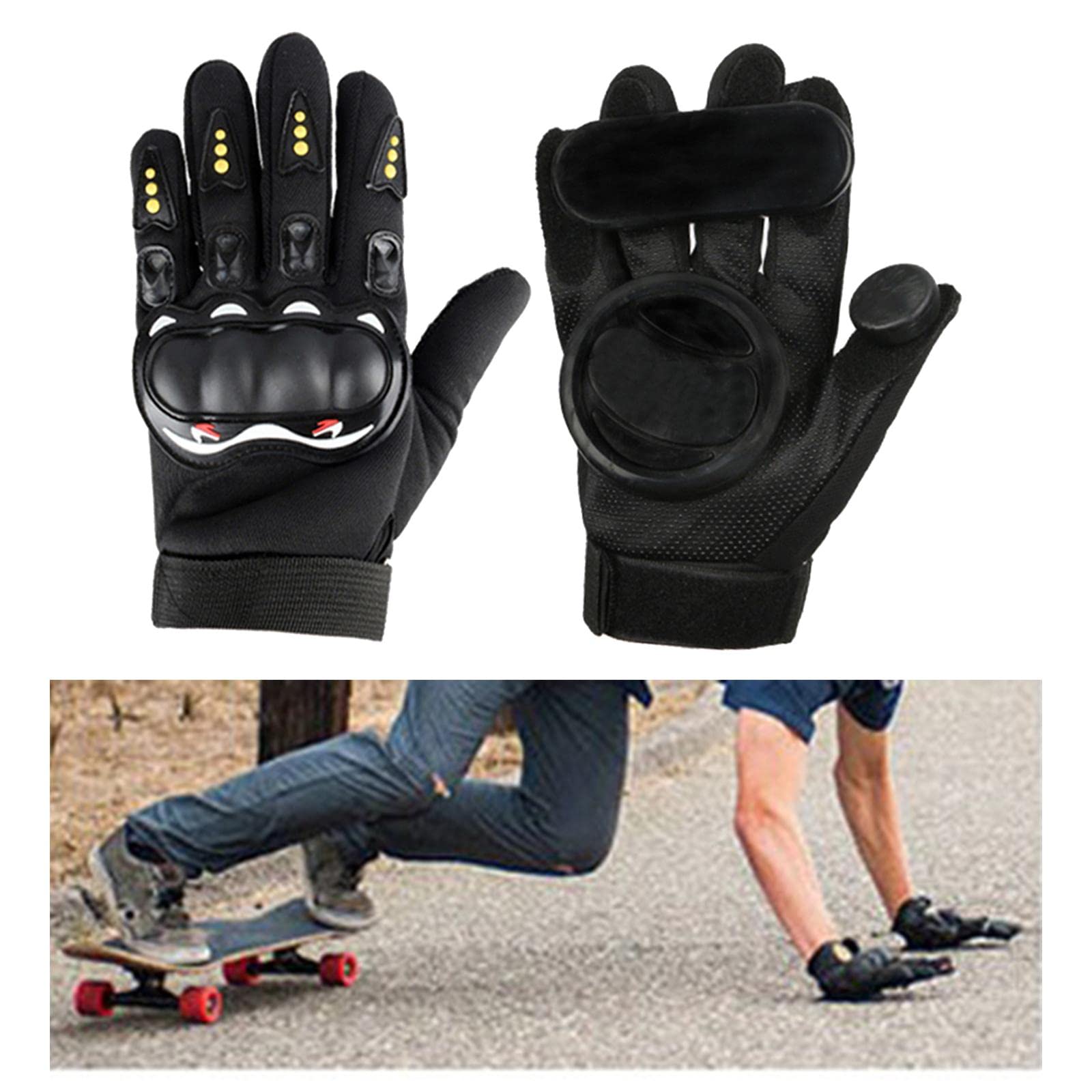 Amagogo 2 Pezzi Longboard Slide Skateboard Guanti Protezione di Downhill Longboarding Guanti da Skate con Puck Slider