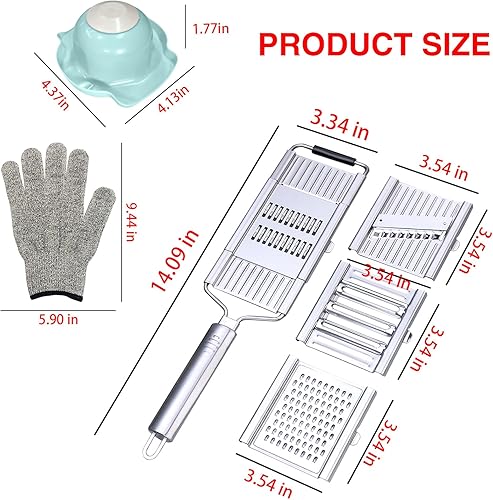 Miniatura 2 de Cortador de verduras de mano, 7 en 1 multiusos, rallador de queso de acero inoxidable, picador de verduras con 4 cuchillas intercambiables, pelador