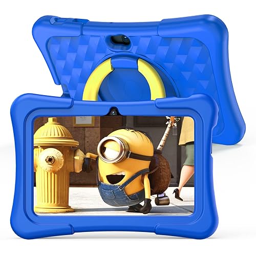 PRITOM Toddler Tablet for Kids, 7 inch Kids Tablets with WiFi, 32GB ROM, 2GB RAM, Bluetooth, Camera, Parental Control, Pre-Installed APPs, Games, Learning Educational Tablet with Case, Blue