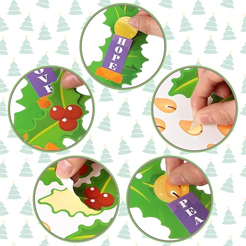 Miniatura 3 de Poen Juego de 24 coronas de Adviento de Navidad para niños, Natividad de Cristo, manualidades, manualidades, decoración colgante, corona de adviento