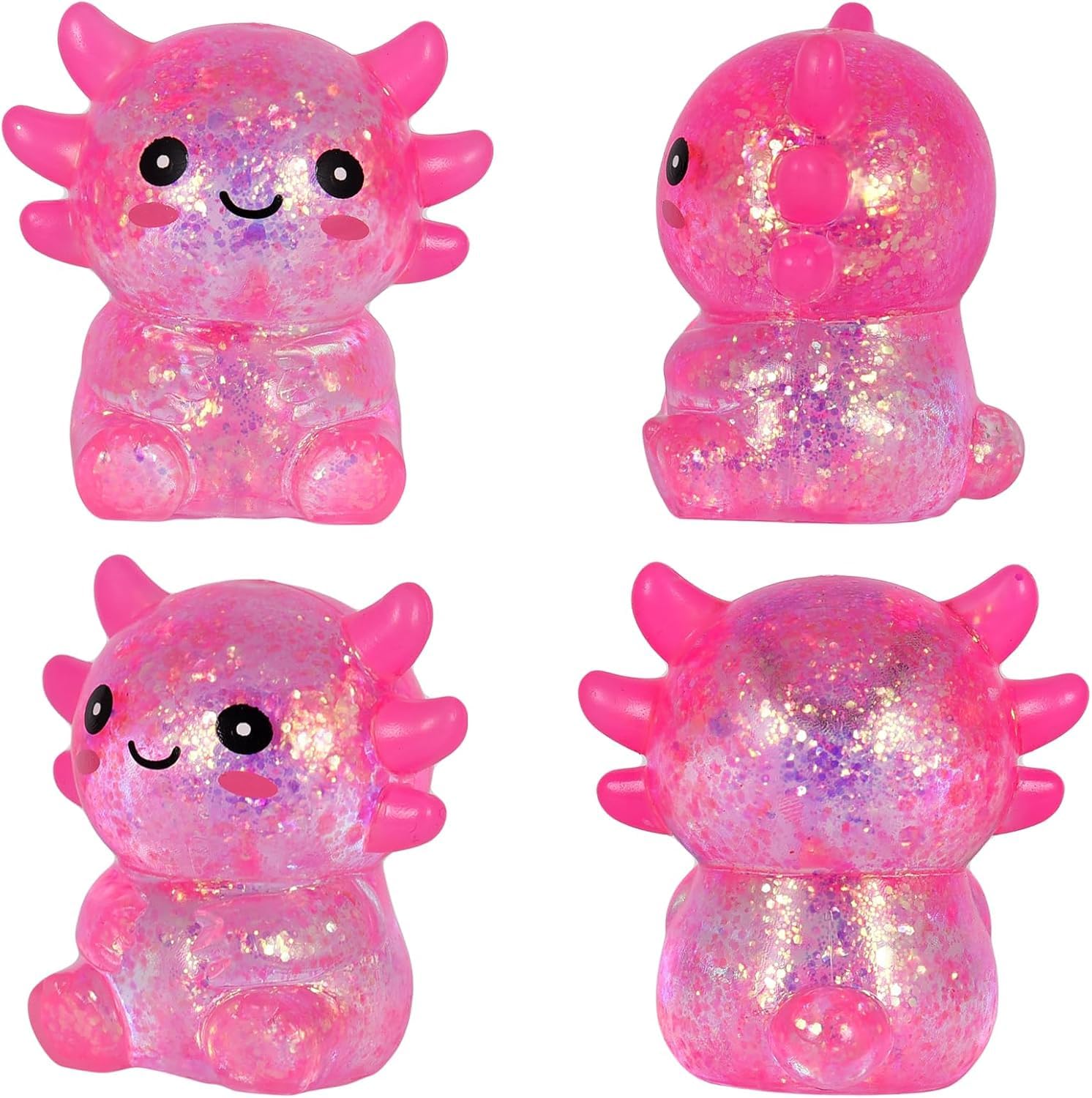 Axolotl Squish-y Stress Relief Toy Glitter Fidget Toys Cute Malts Sugar Axolotl Toy Fidget Toys Adults Fidget-Toy for Kids Youth Adult Party Favors Anxiety Relief Squish-y-Toys #Pink - Image 2