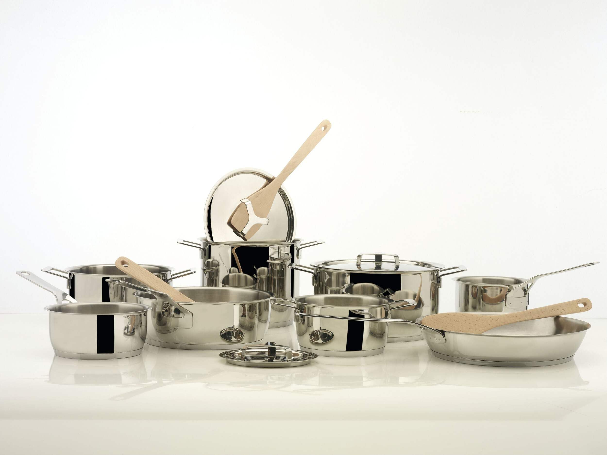 Alessi AJM100S9, Set Pentole con Coperchi, Acciaio Inossidabile, 9 Pezzi