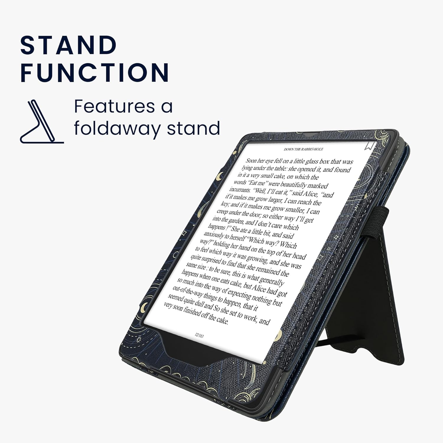 kwmobile Case Compatible with Amazon Kindle Paperwhite (2024)/Colorsoft - Case PU Leather Cover with Magnet Closure, Stand, Strap, Card Slot - Tarot Card Dark Blue/Yellow/Black