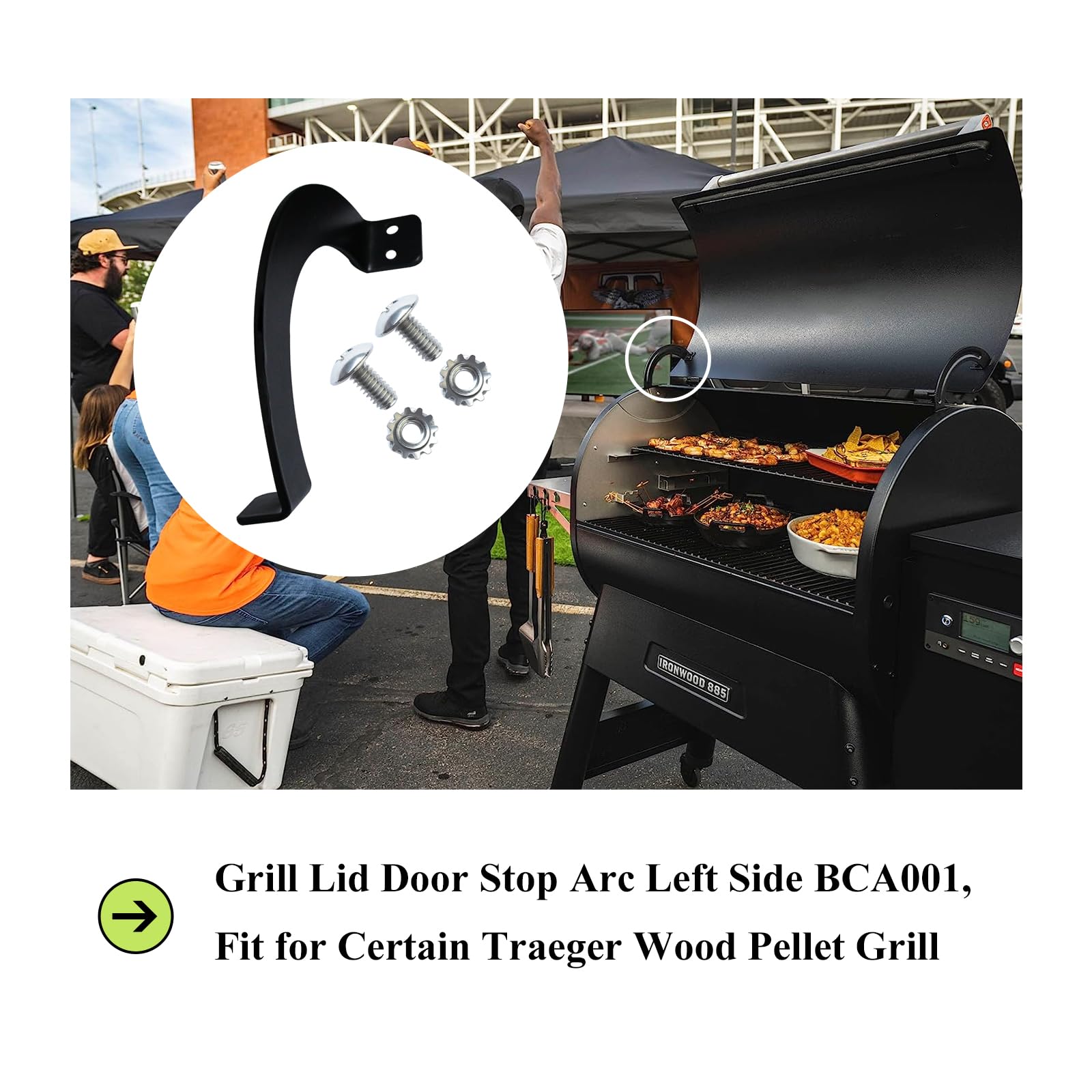 Newly Upgraded WFCYX Grill Lid Door Stop Arc Left Side, Part# BCA001, Compatible with Traeger Ironwood 650, Ironwood 885, Traeger XL (BBQ150) Wood Pellet Grill