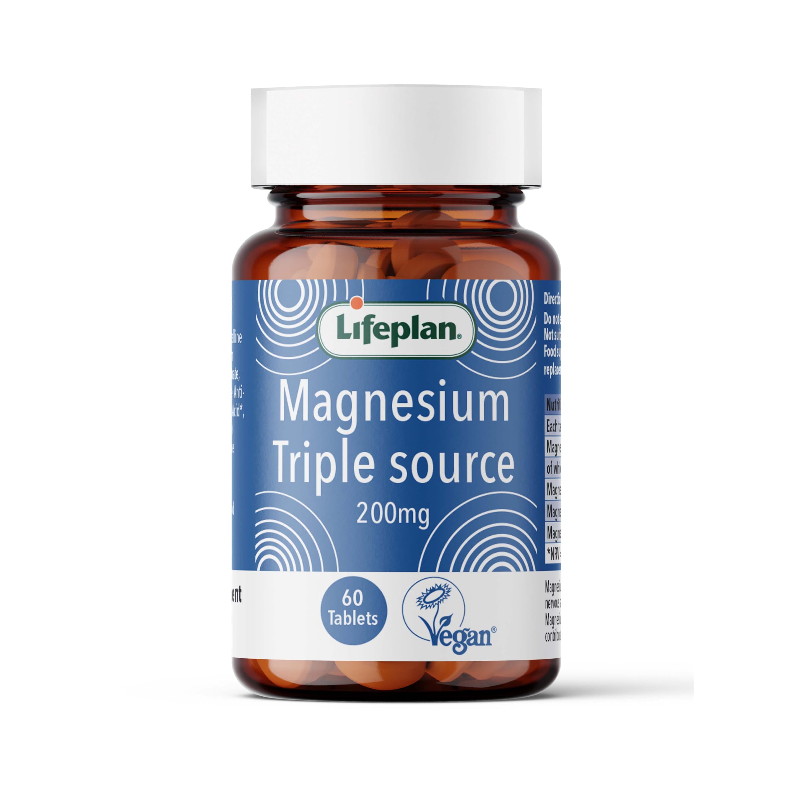 Lifeplan Magnesium Triple Source Supplement 200mg - 60 Tablets - 220 Grams
