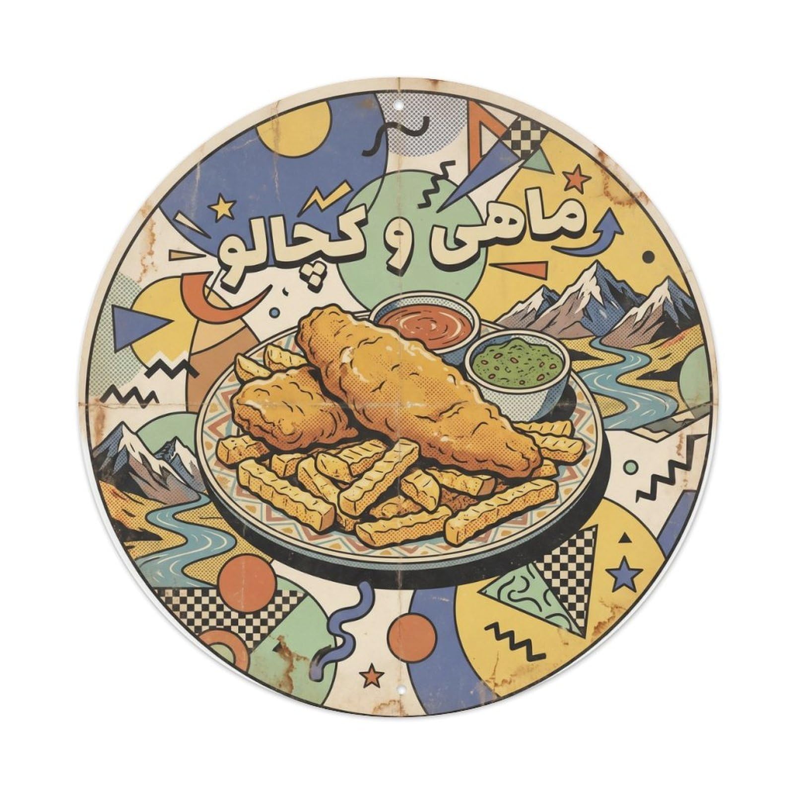 Regional Seafood Chips Crispy Fillet Fry Shop Bold Pop Metal Tin Sign