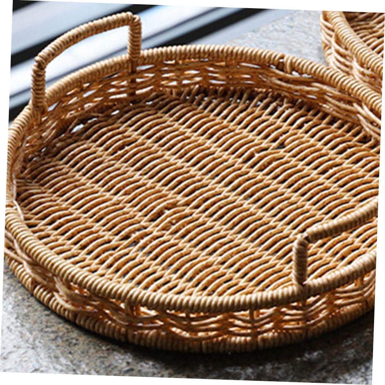 Woven Fruit Basket Plastic Xmas Tray for Home Desktop Storage