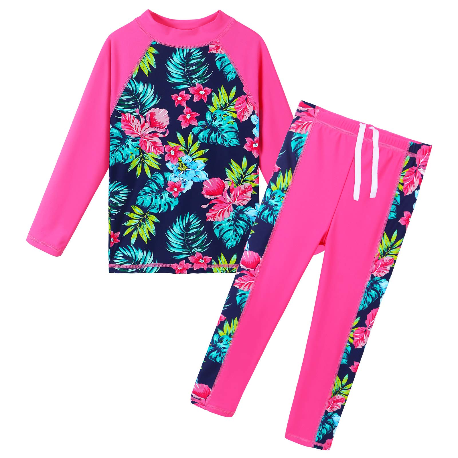 Girls Swimsuit Two Piece Tankini UPF 50+ UV Protective Rash Guard Set 3-12 Years