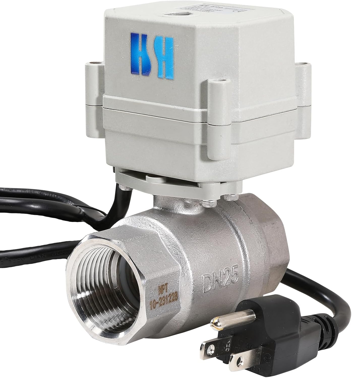 1 inch DN25 110-230VAC Normally Closed Stainless Steel 304/CF8 Motorized Electrical Ball Valve With U.S. Plug