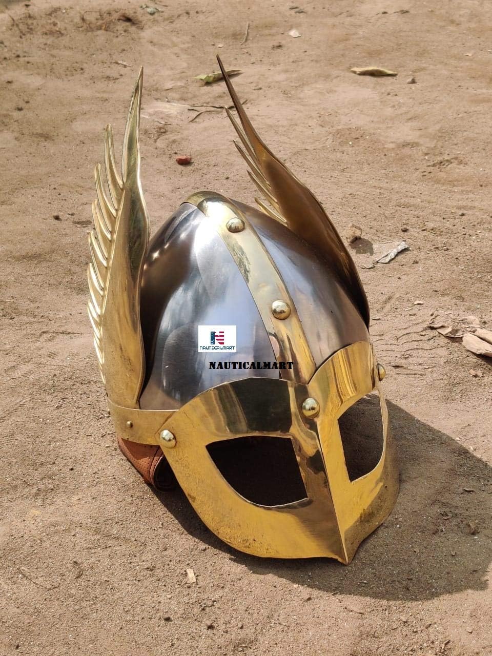 Medieval Viking Helmet Replica - Armor Warrior Norman Nasal King Winged Gladiator Armour With Eye Mask - LARP Halloween Costume