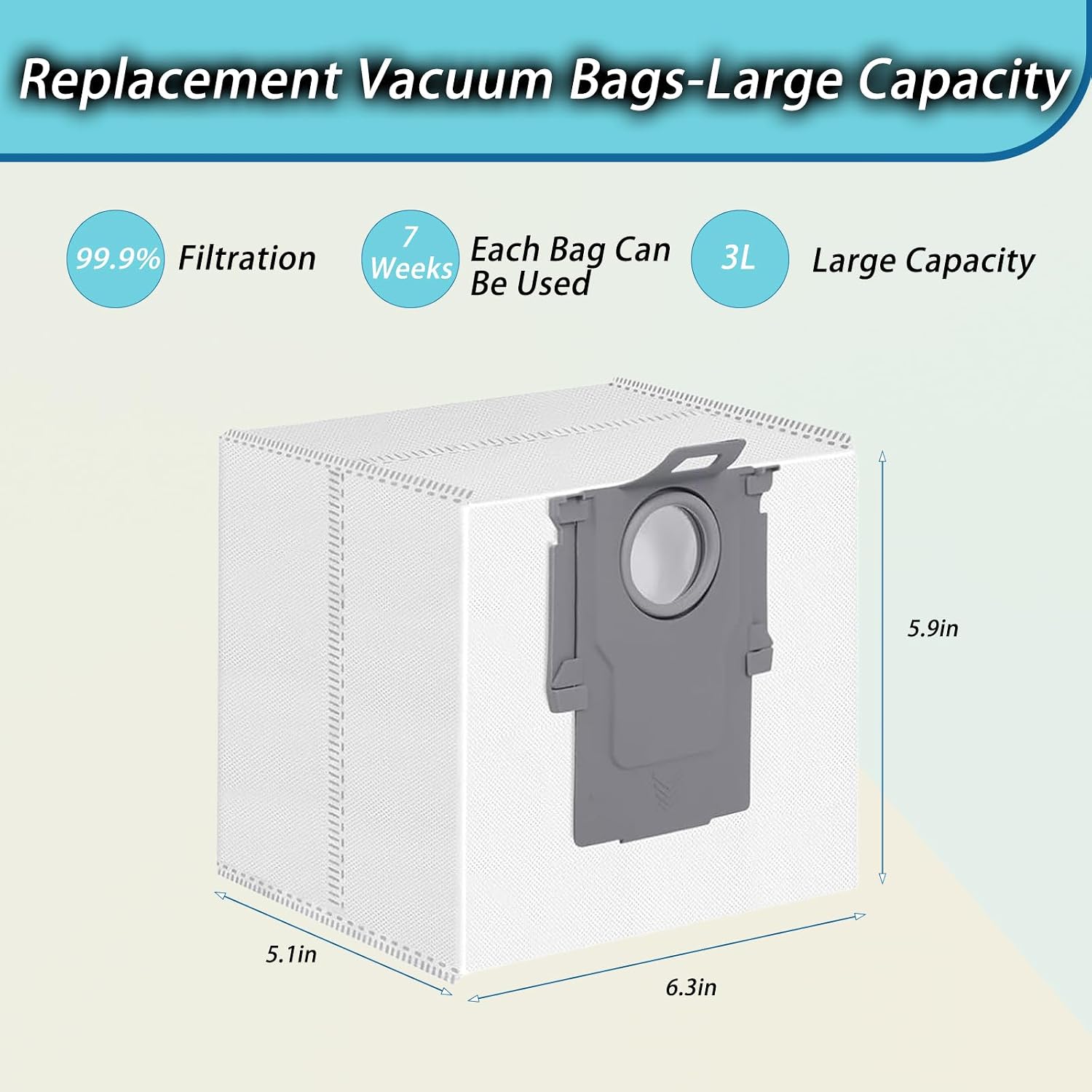 Vacuum Bags for Roborock, 22 Pack, 3.6L Leakproof Design | Fits Q5 Max+, Q7 M5+, Q10 S5+/X5+, Q8 Max+, S7/S8 Series; 4-Layer 99.97% Filtration, Touch-Free Disposal