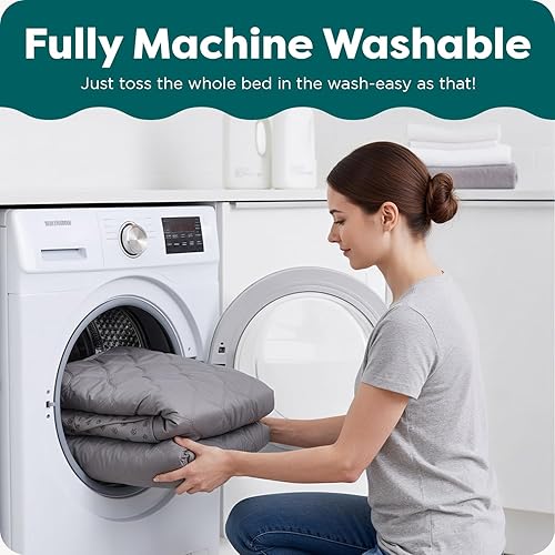 Miniatura 4 de Furhaven cama para mascotas, para gatos y perros pequeños, cama relajante y envolvente con pelo de visón afelpado y aterciopelado, lavable, gris Hug