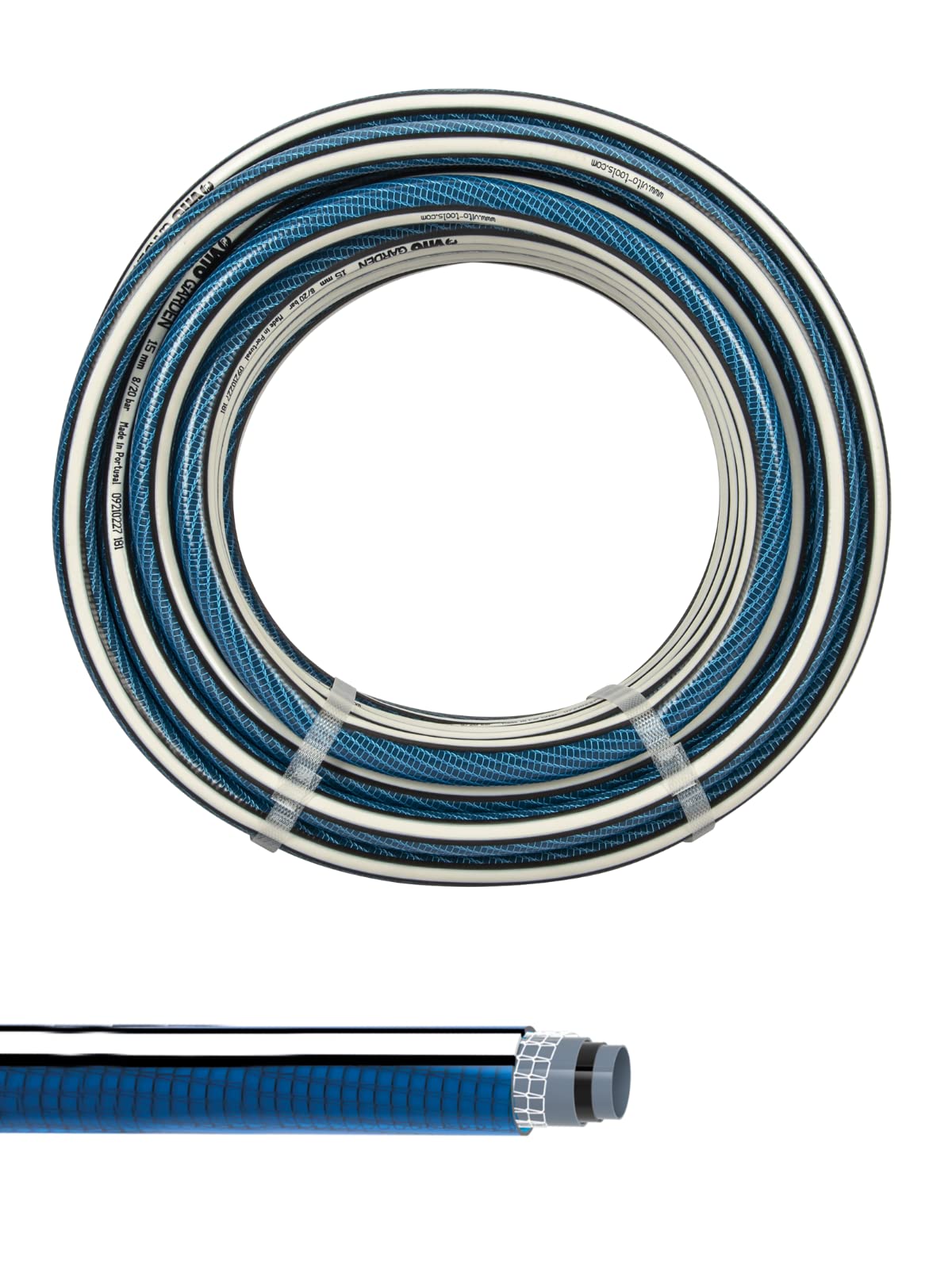 VITO - Tuyau arrosage Jardin Flexible Ø 19mm/ 20mètres 5 Couches 20 Bars Anti torsions Résiste aux UV intempéries Jardins