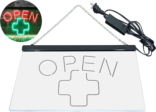 Miniatura 8 de ADVPRO Open Medical Cross Shop - Letrero de neón LED de doble color, verde y rojo, 16 x 12 pulgadas, st6s43-i3209-gr