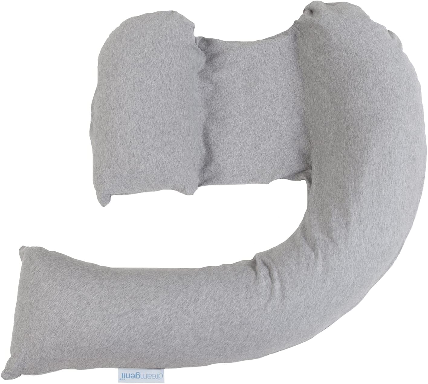 Pregnancy Support and Feeding Pillow, Support for Left Lateral Sleeping in Pregnancy and Beyond with Removable, Washable Cover - Grey Marl Cotton Jersey