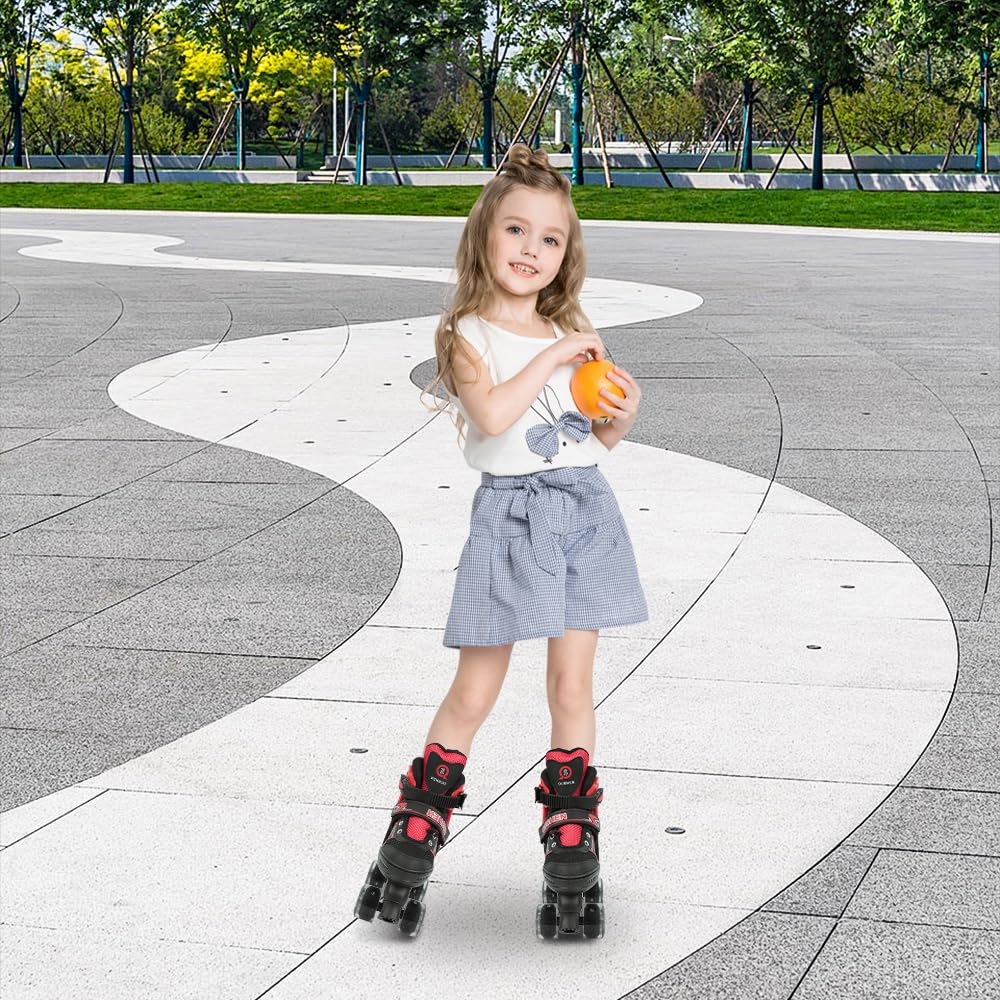 OHMG Pattini a rotelle per bambini, regolabili, 4 ruote, pattini a rotelle per bambini, luminosi a LED, pattini a rotelle per bambini, idea regalo, pattini per bambini comodi, super quad