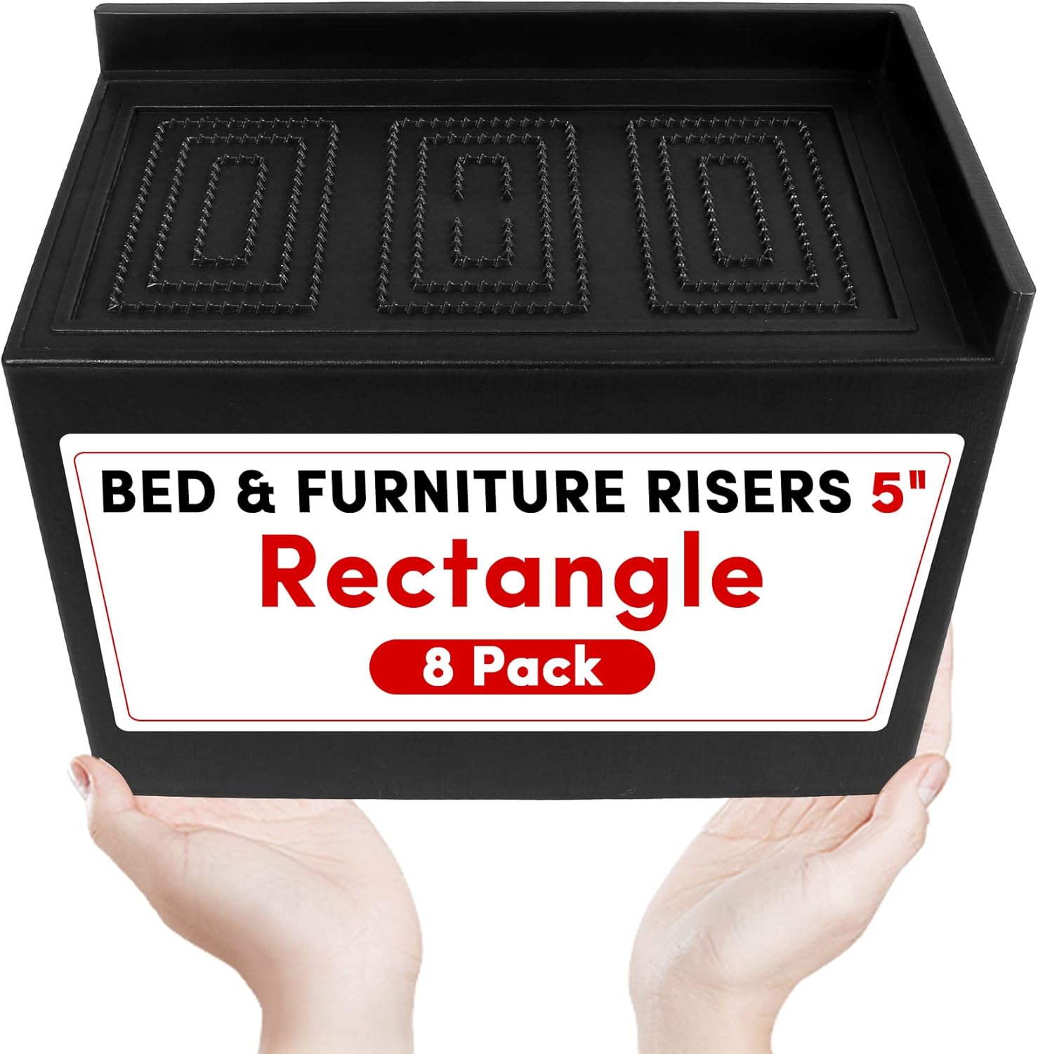 DEDU Oversized Bed Risers 6 Inch Heavy Duty 4 Pack, Rectangle Furniture Risers for Sofas Supports Up to 11000 Lbs, Upgrade Couch Risers L Shape for Bed, Couch, Desk, Chair (Black)