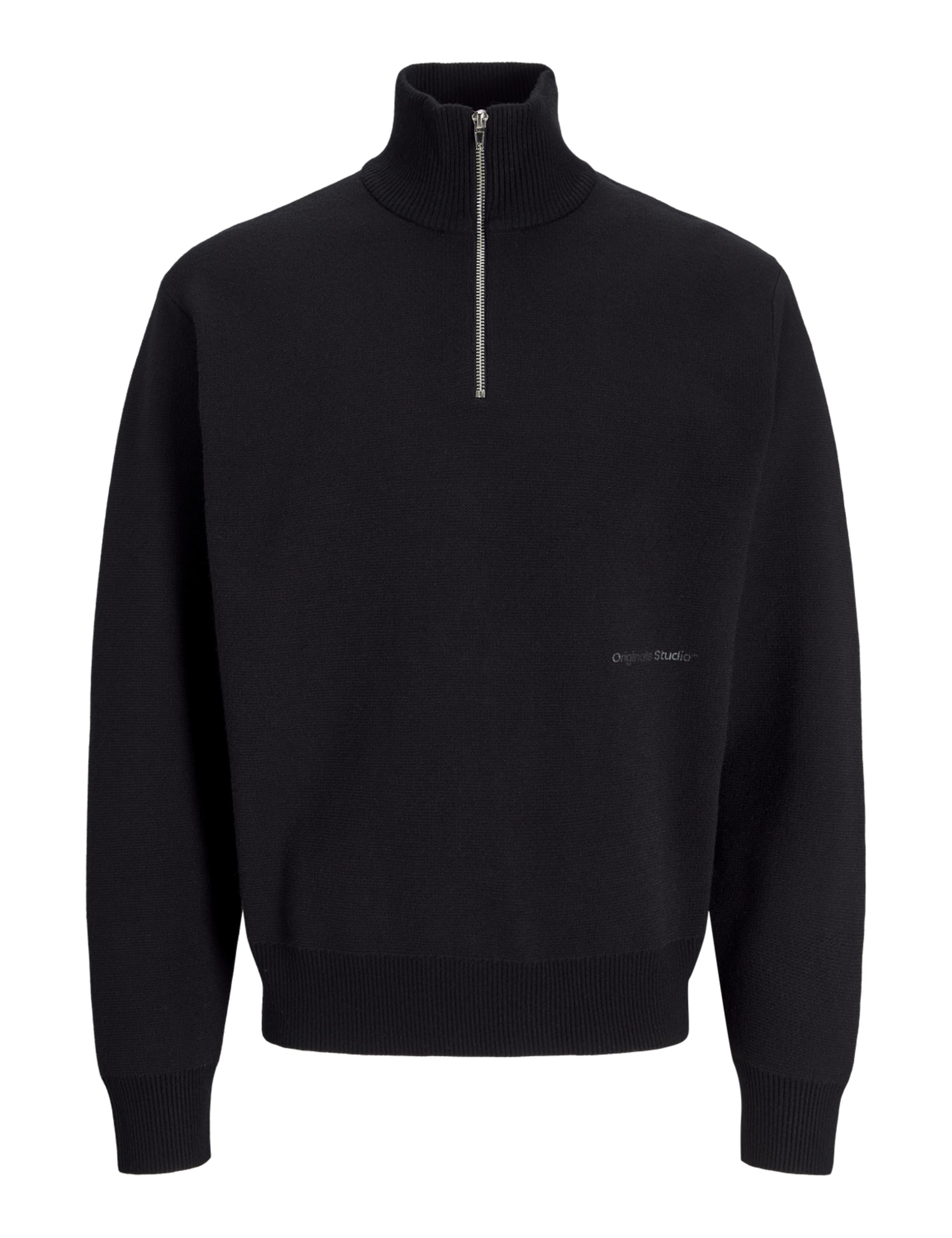 JACK & JONES Men's Jorvesterbro Knit Half Zip Jumper, Black, M
