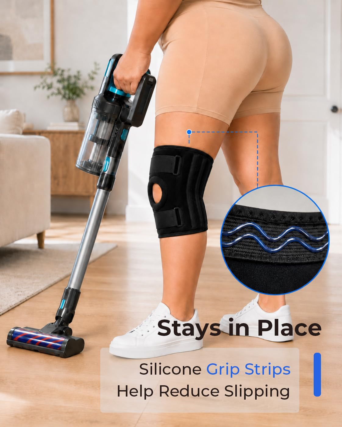 Plus Size Knee Brace, Adjustable Knee Support with Extra Long Straps & No Slip Fit, Heavy Duty Stabilizer (7XL/8XL, Fits 30–34 in)