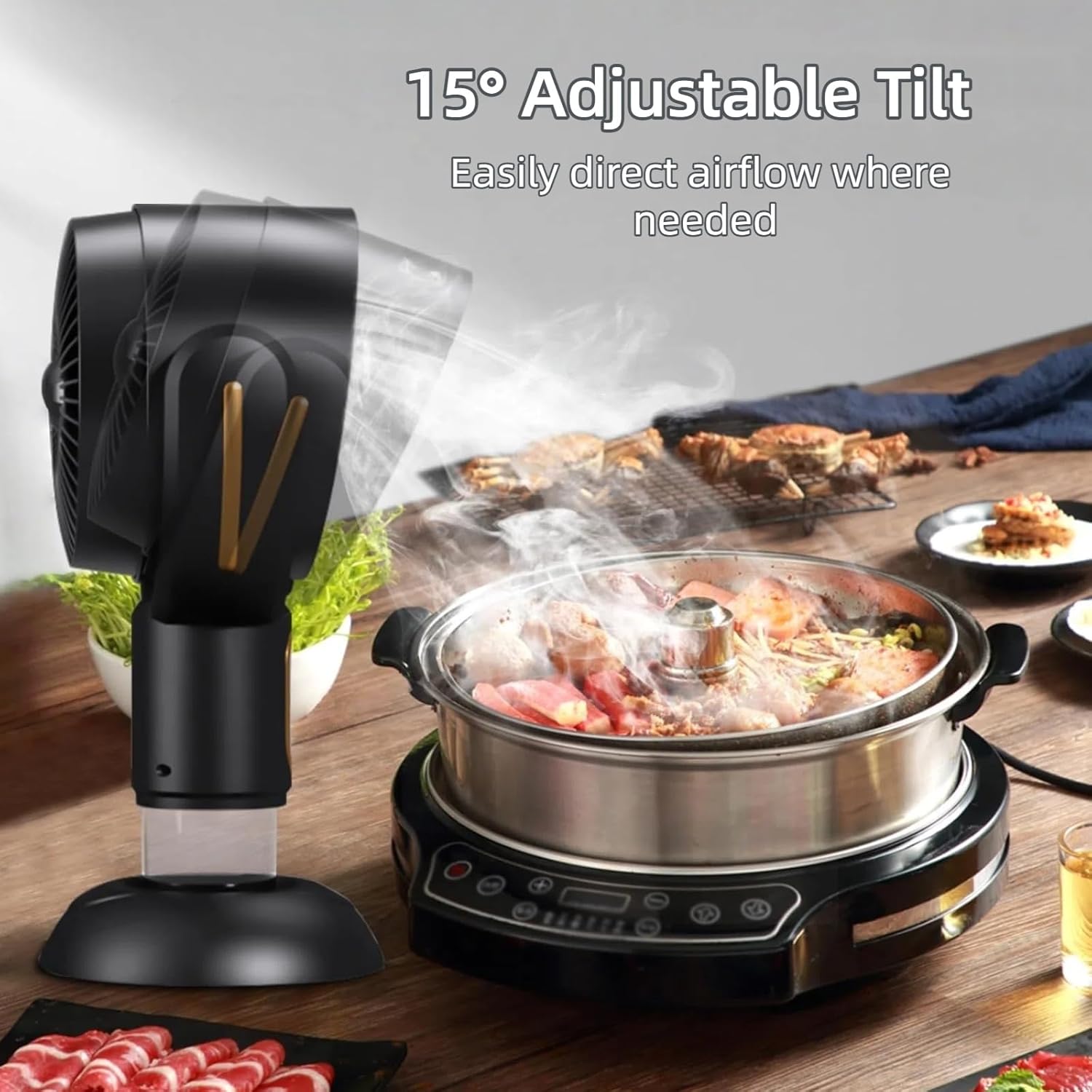 Desktop Smoke Purifier Fan, Portable USB Rechargeable Adjustable Angle Smoke Trap, Mini Air Purifier with Removable Washable Filter for Indoor Smoking, Cooking, RV, Office & Kitchen Use
