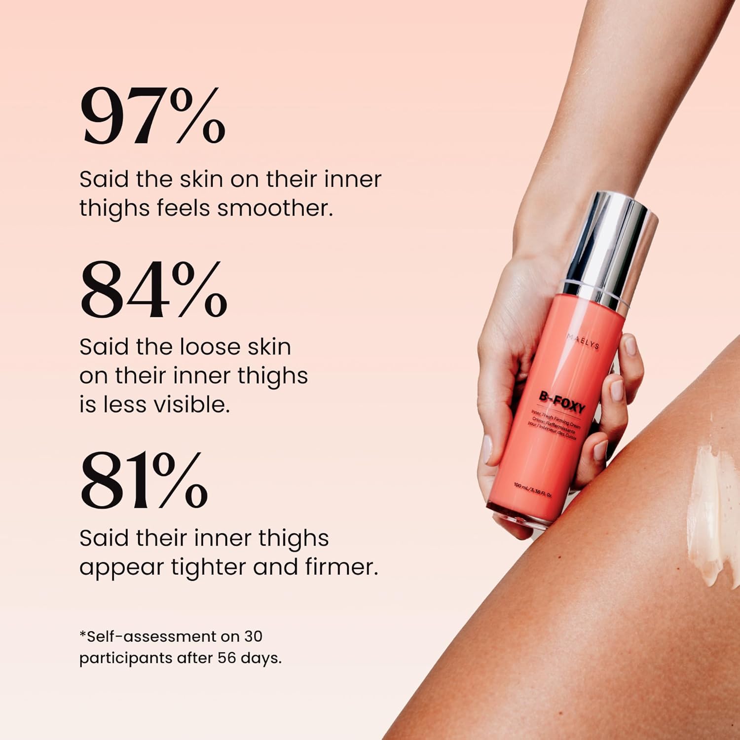 MAËLYS B-FOXY Inner Thigh Firming Cream - Skin Tightening and Firming for Women - With Nourishing Coconut Oil, Microalgae & Tapioca Starch - Body Cream for Smooth, Even, and Toned Legs (3.38 Fl Oz) - Image 8