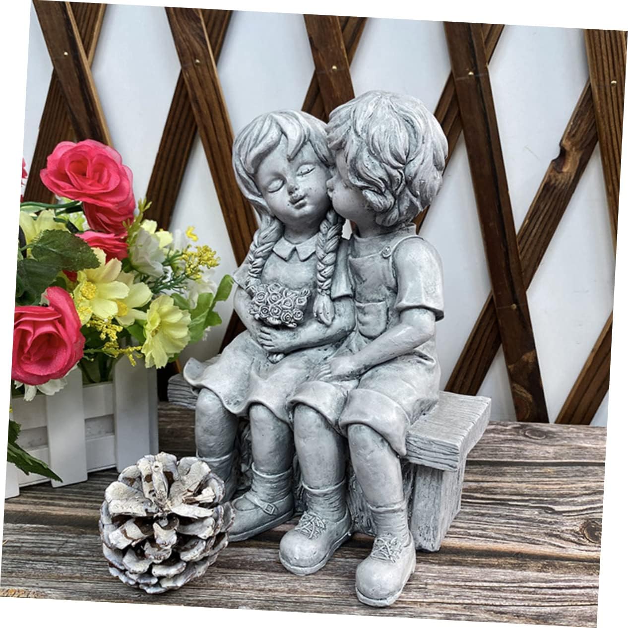 Kisangel Resin Ornaments Simulation Cute Room Decor Indoor Miniature Garden Ornaments Decors Home Decor for Lily Boy and Girl Garden Decor Decorative Statue Resin Figurine Lawn Statue