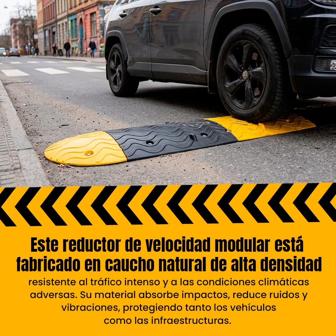PARKING FÁCIL | Banda/Baden Reductor de Velocidad 1 Metro | Seguridad vial Profesional | Para Aparcamientos, Carreteras, Almacenes y Zonas de Tránsito | Modular, Duradera, Resistente | 2 Unidades