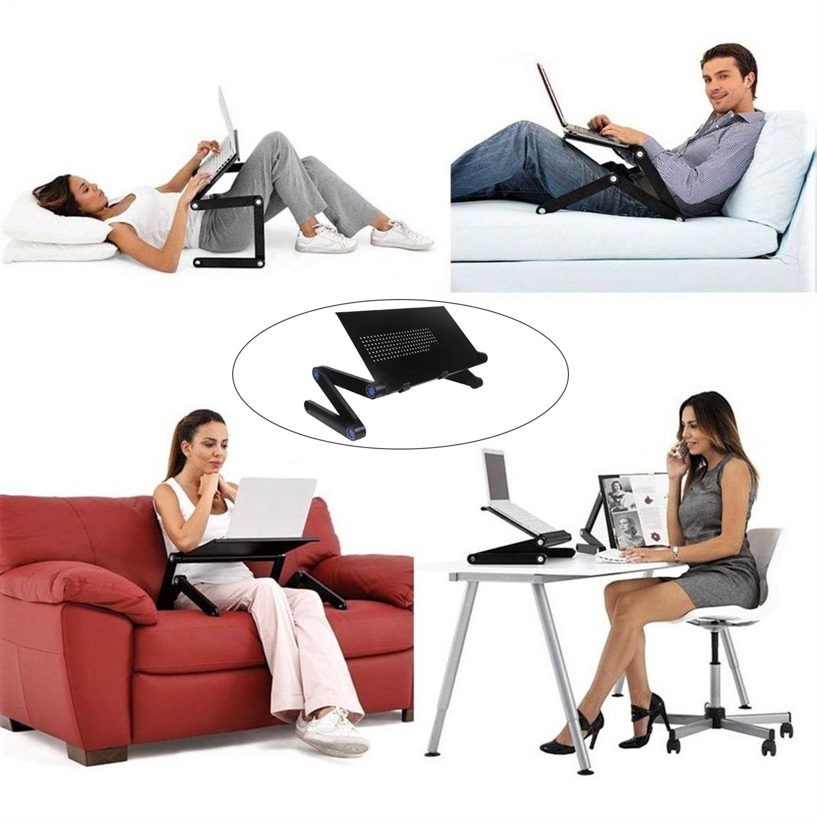 Supporto per laptop da, scrivania per computer portatile | pieghevole, con tappetino per mouse e clip antiscivolo per disegnare, divano, lavoro, divano