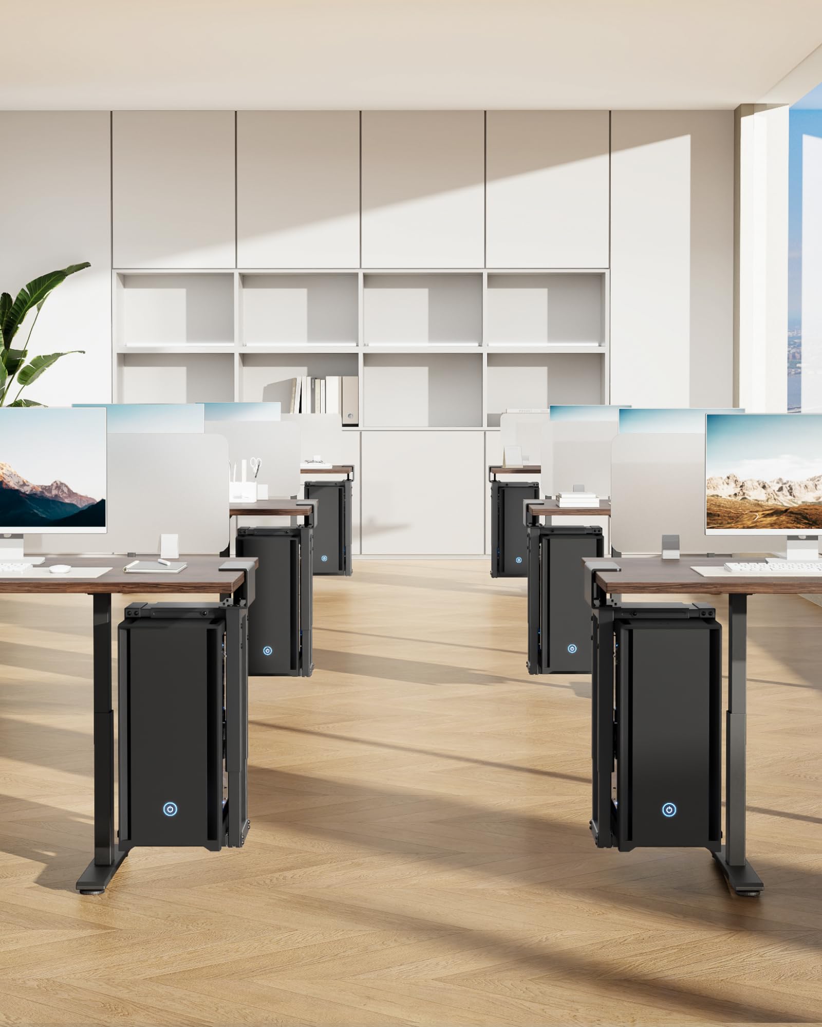 monTEK Supporto per PC da 30 kg, resistente sotto scrivania, montato senza foratura, supporto per PC regolabile con cuscinetti protettivi, altezza 16,1"-25,6", ideale per ufficio, casa, aula, nero