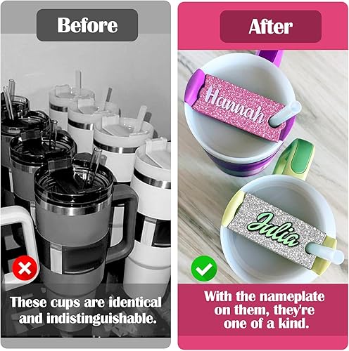 Miniatura 2 de Placa de identificación para vasos Stanley de 40 onzas, 12 unidades de placa de identificación acrílica personalizada en blanco compatible con