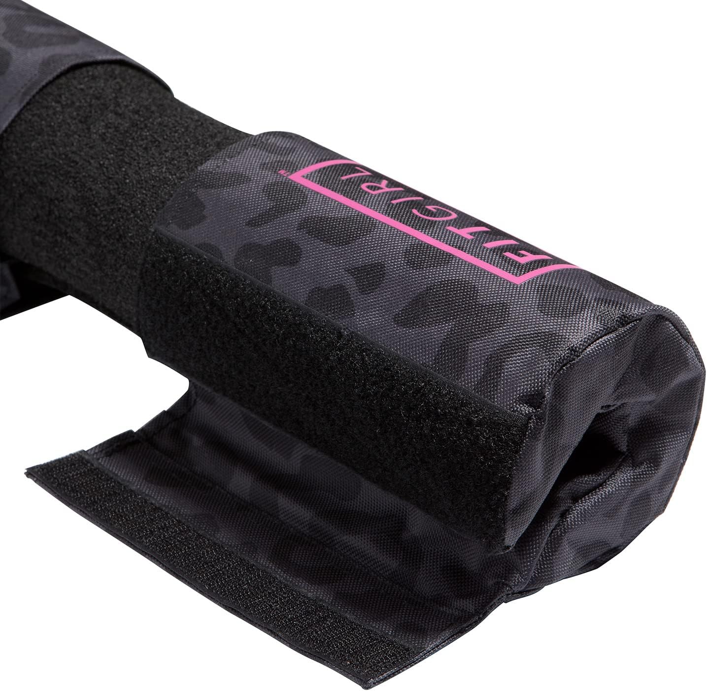FITGIRL - Squat Pad and Hip Thrust Pad for Leg Day, Barbell Pad Stays in Place Secure, Thick Cushion for Comfortable Squats Lunges Glute Bridges, Olympic Bar and Smith Machine (Black Leopard)