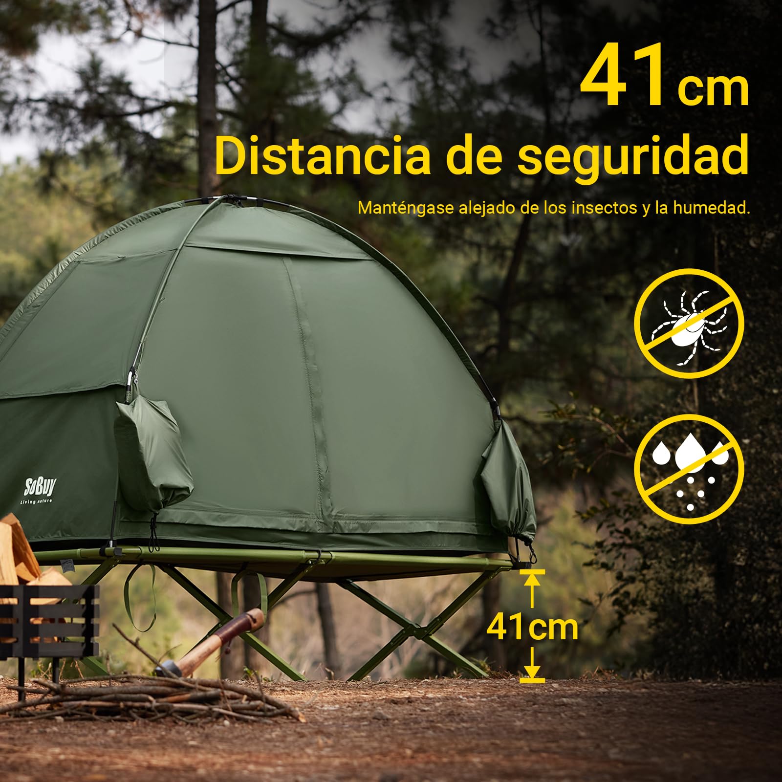 SoBuy Tienda de Campaña Exterior Verde Tienda Individual con 1 Gancho y 2 Bolsillos para Zapatos Tienda 3 en 1 Verde
