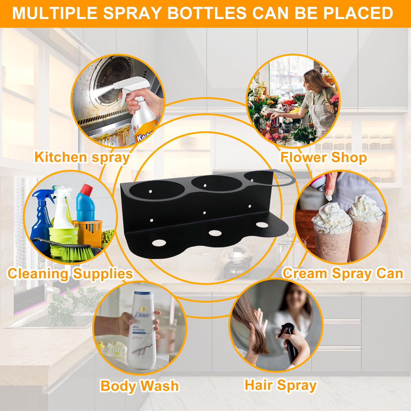 Bombolette Spray Portabottiglie Spray, Porta Lattine, Porta Bombolette Spray, Supporto per Bomboletta Spray, Accessorio per Attrezzi ad Aria Compressa per Garage Officina (3 Slot)