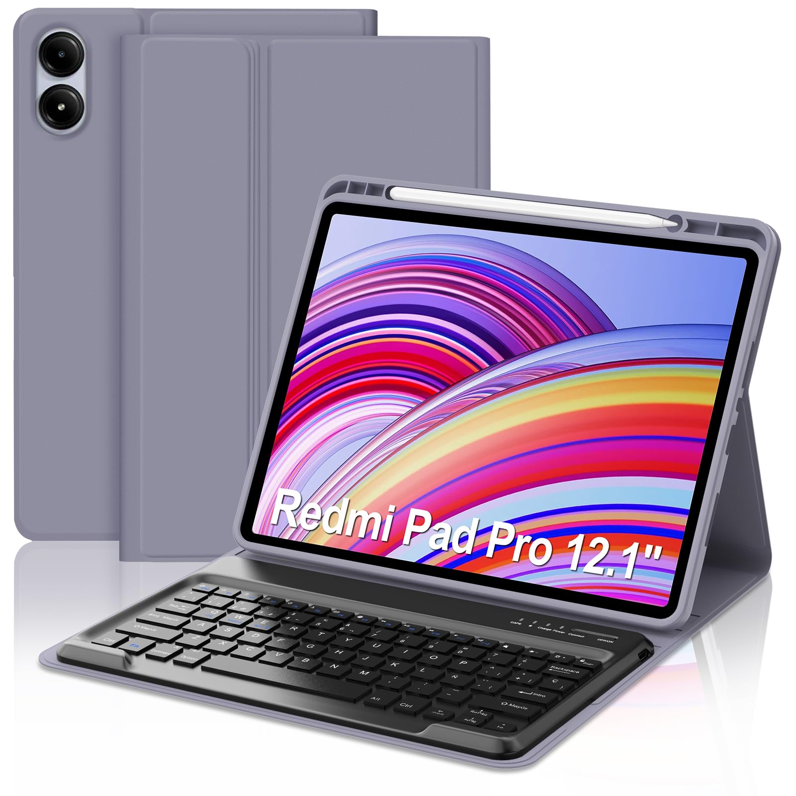 Teclado para Redmi Pad Pro 12.1" funda Xiaomi Poco Pad con teclado inalámbrico español Ñ 8
