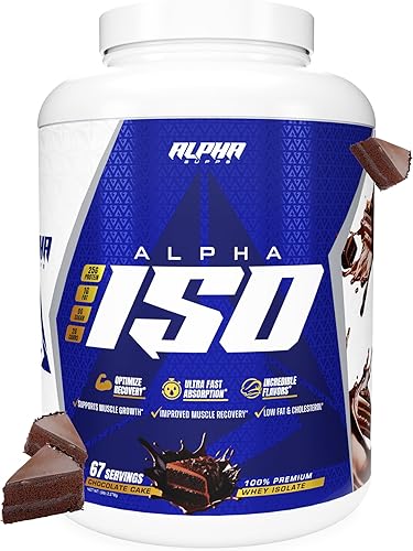Alpha Supps ISO - Polvo aislado de proteína de suero de leche 100% bajo en carbohidratos, 0.88 onzas por porción, ayuda a apoyar el crecimiento
