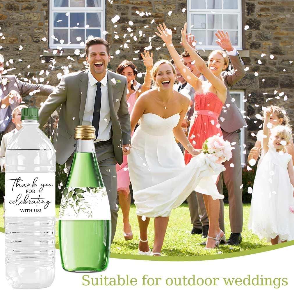 100PCS Water Bottle Labels Personalized for Wedding, Thank You Greenery Water Bottle Wraps Sticker Label for Birthday Baby Shower image 5