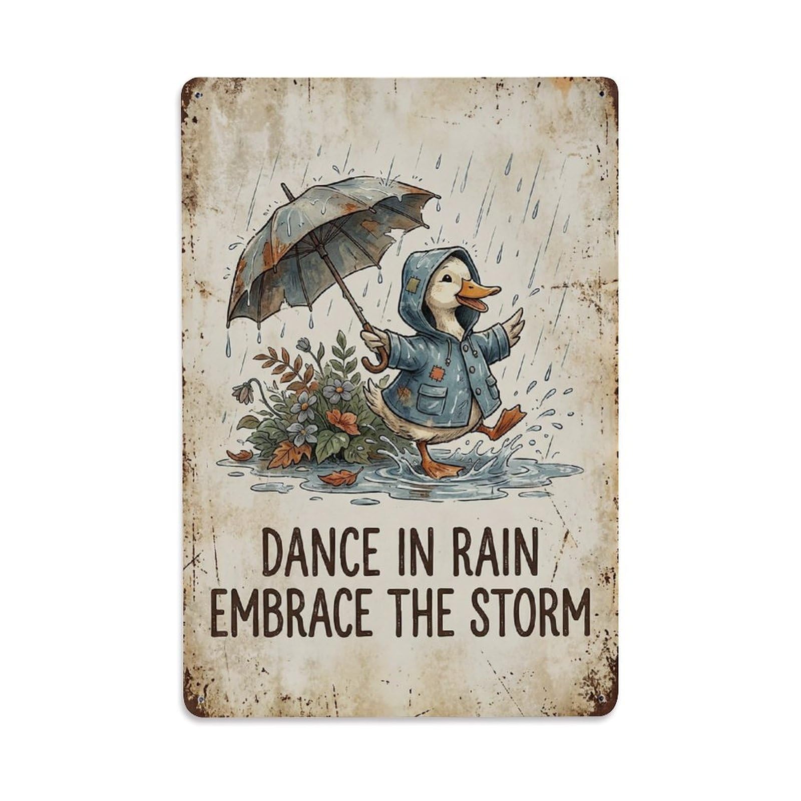 Dance In Rain Embrace Storm Metal Tin Sign