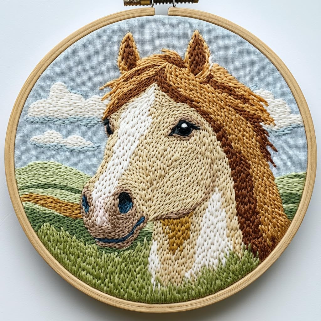 Punch Needle Kit for Beginners – Horse Design Punch Stitching Kit for Adults, DIY Needle Punch Kits for Art Crafts, Ideal for Festival Decorations &amp; Gifts