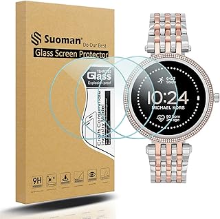 Suoman 3-Pack for Michael Kors Women's Gen 5E 42mm Screen Protector, 2.5D 9H Hardness Tempered Glass Screen Protector for Michael Kors Gen 5E 42mm Smartwatch