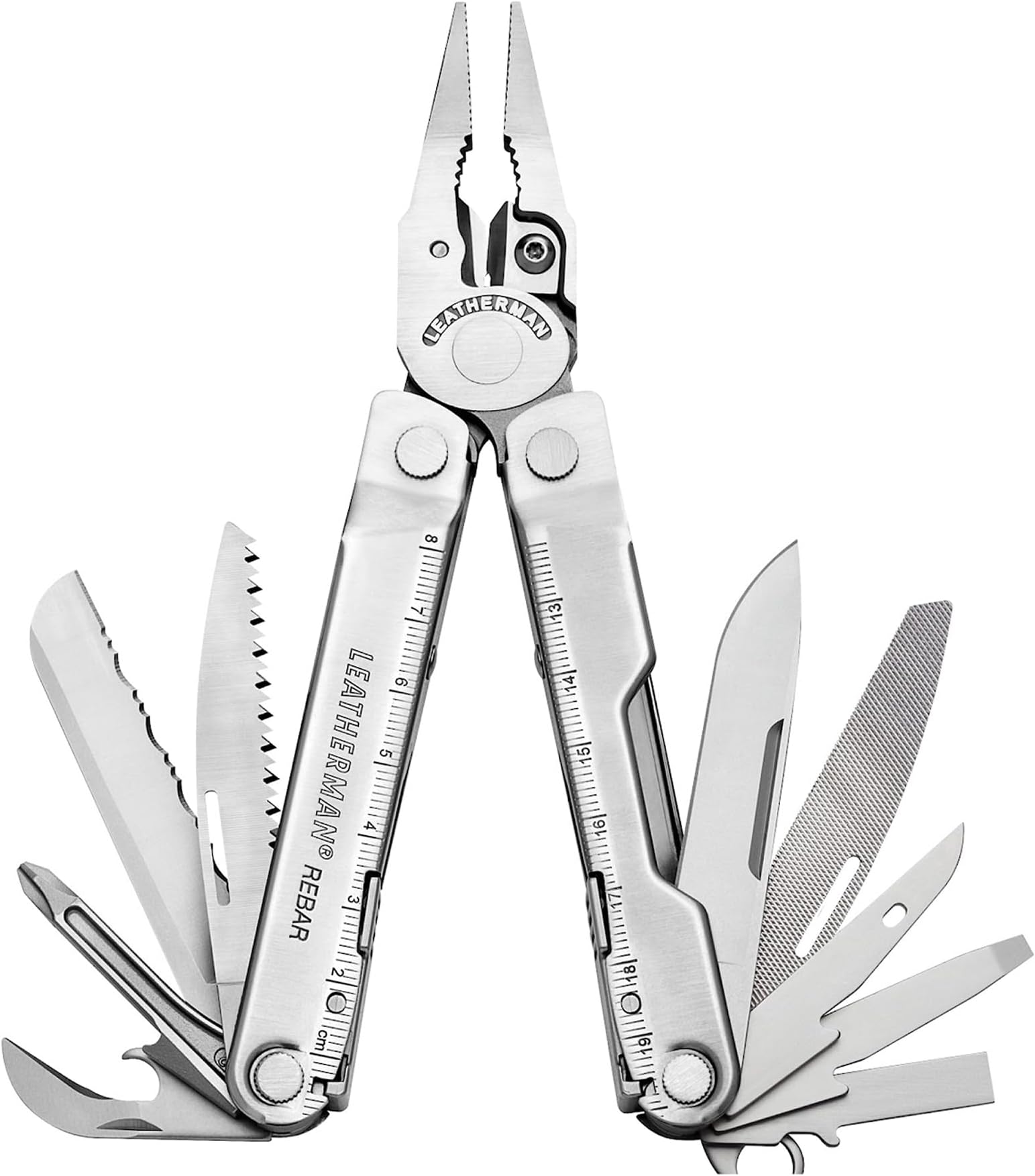 Rebar Multi-Tool - 17 All-Tools for DIY & Camping, Black Stainless Steel, Silver