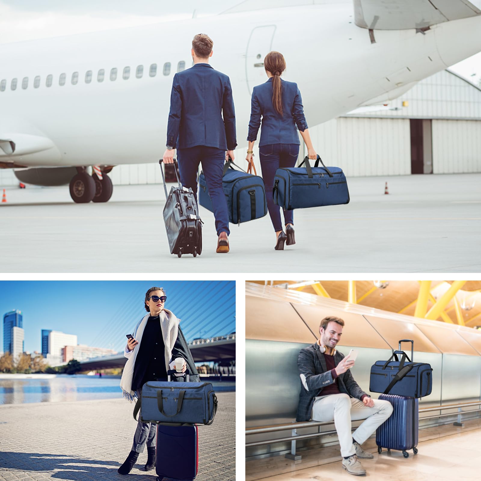 Bukere - Bolsa de viaje convertible para ropa de viaje, con compartimento para zapatos, correa de hombro desmontable, bolsa de traje de fin de semana 2 en 1 para hombres y mujeres, Blue, Bolsa de ropa