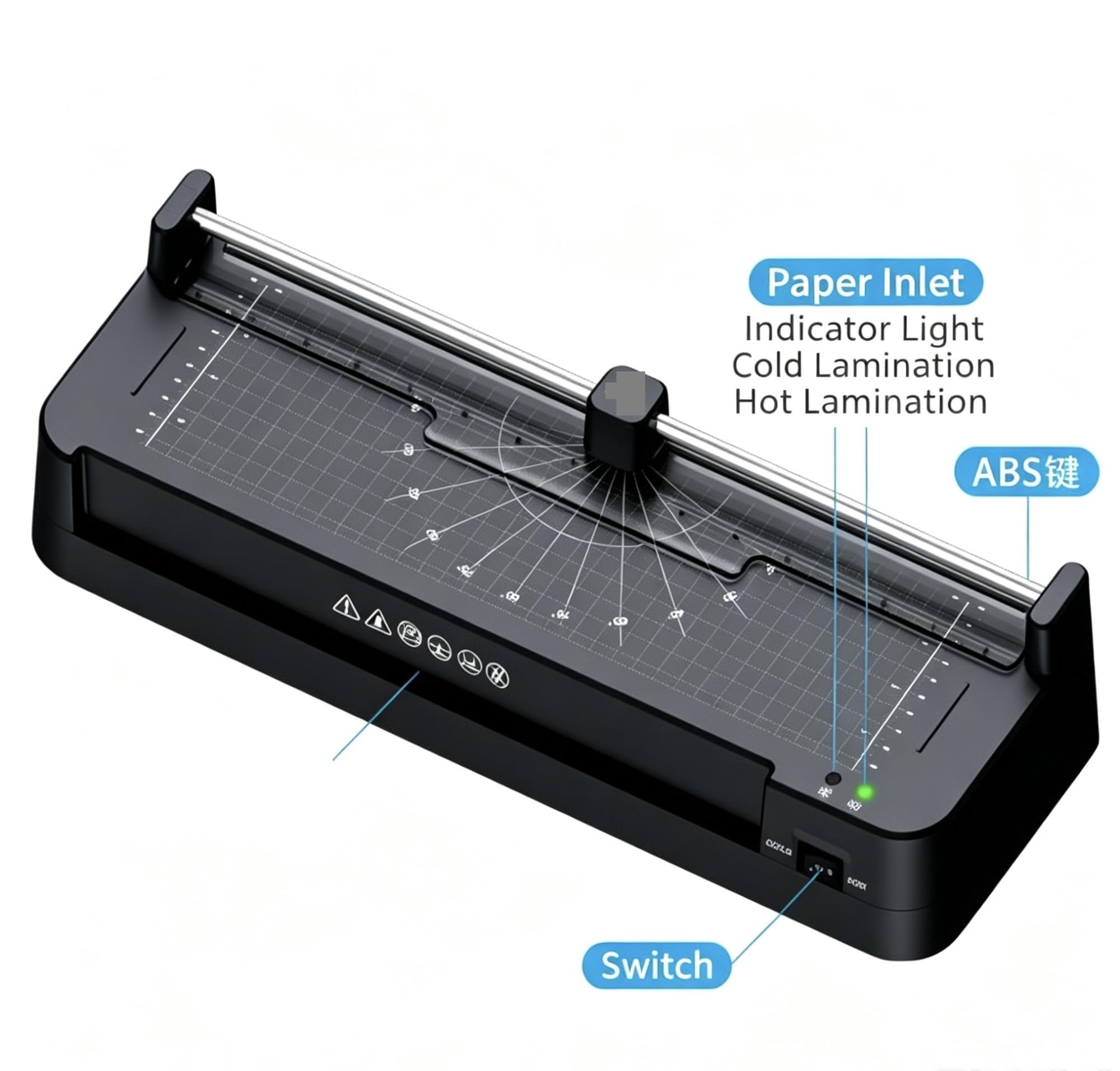 Plastificatrice A3/A4, Plastificatrice fotografica, Laminazione termica e a freddo con preriscaldamento rapido, Rilascio anti-inceppamento ABS Never-Jam, Portatile per Home Office School