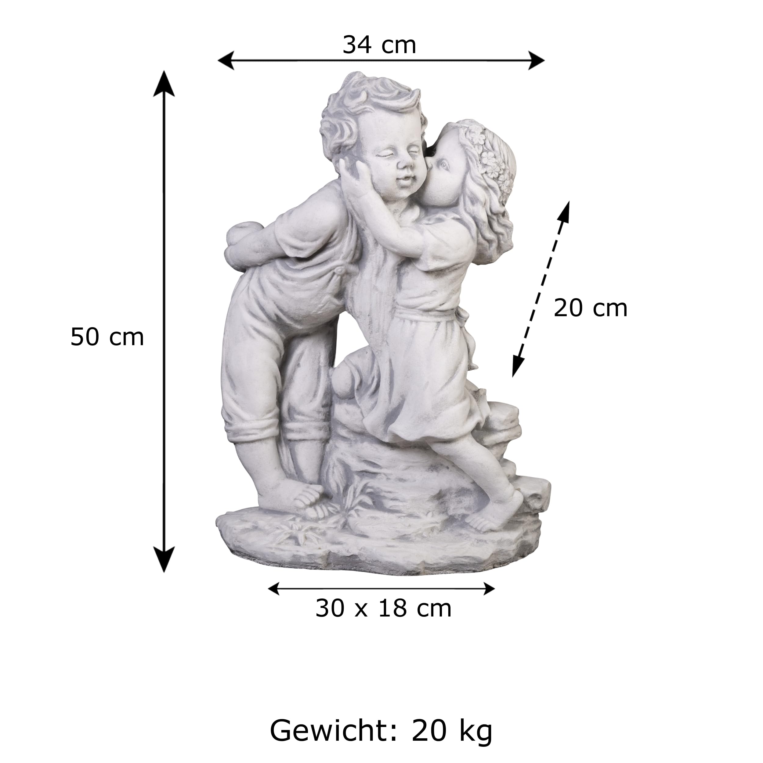 gartendekoparadies.de Statua da giardino per bambini e bambine, statuetta in pietra H. 49 cm, 20 kg, grigia, resistente al gelo, per esterni