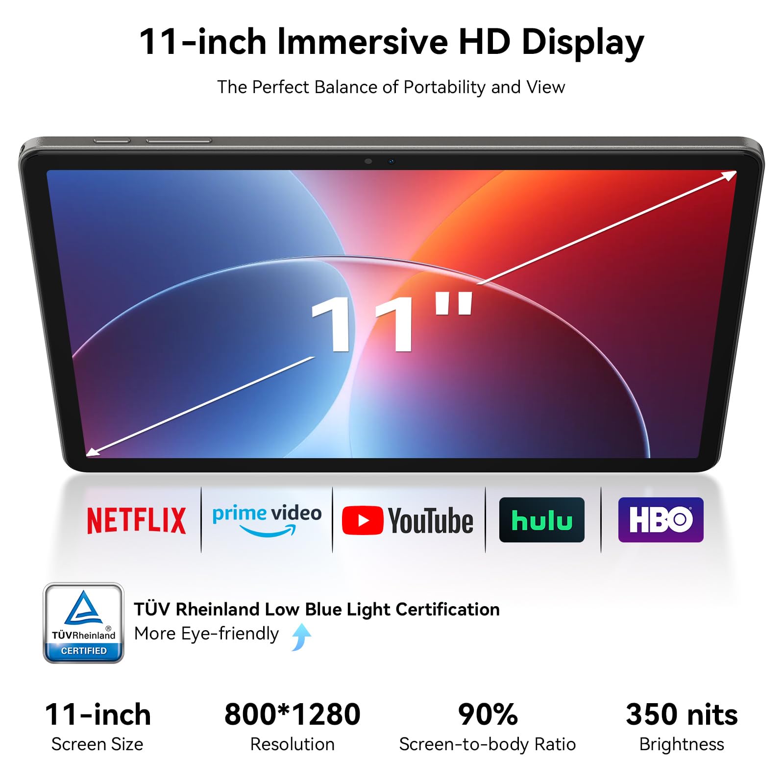 TABWEE T50 Android 16 Tablette 11 Pouces - 24 Go RAM, 128 Go ROM (Extensible à 2 to) | Batterie 8000 mAh & Écran 90 Hz | Appareil Photo 13+8 MP, WiFi 5G, GPS | Cadeau High-Tech Idéal