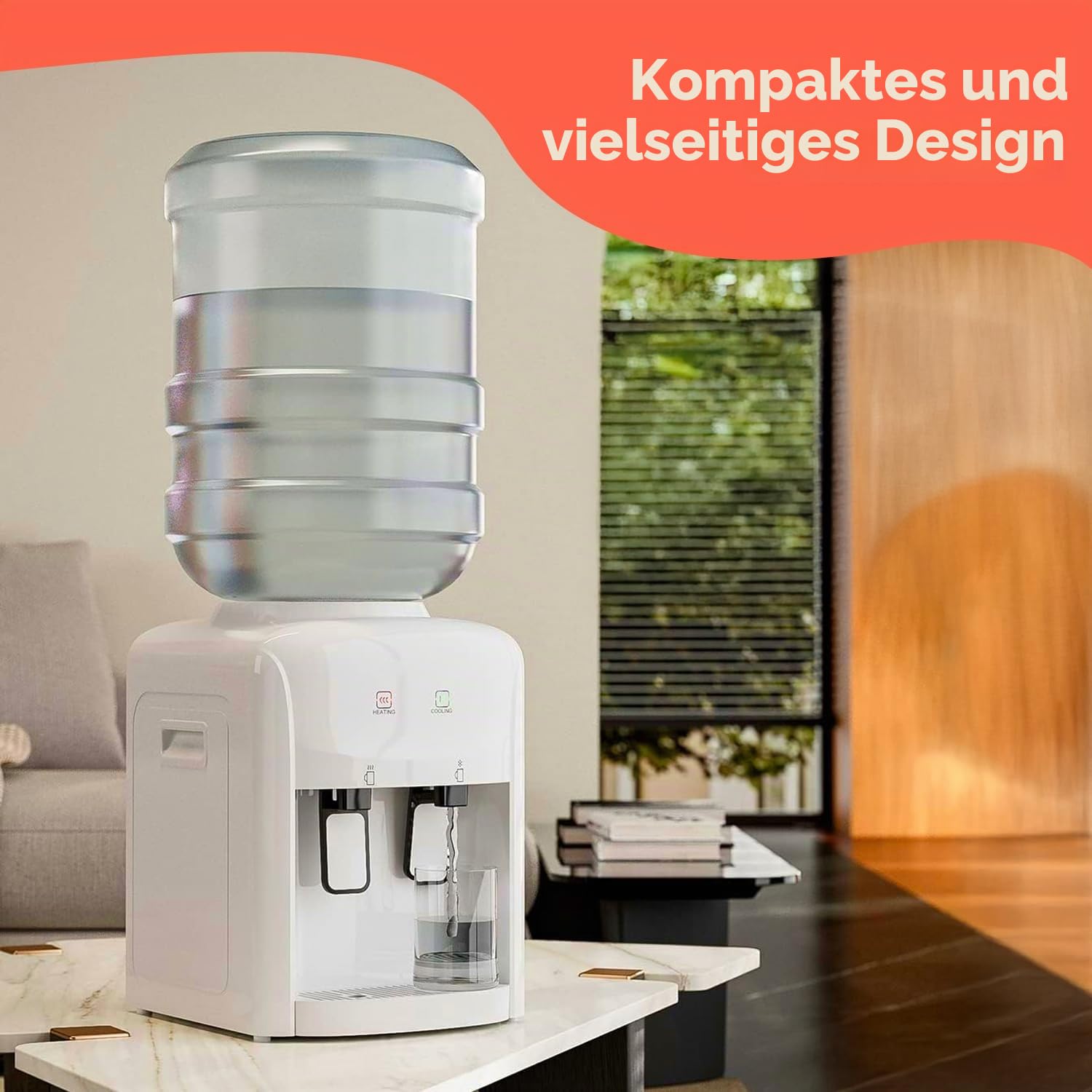 Avilia Elektrischer Wasserspender – Wasserspender mit 2 Temperaturen mit Heizung 500 W und Kühlung 70 W – Tank aus Edelstahl, 29 x 38 x 28 cm – kompatibel mit Trinkflaschen 3-5 Liter