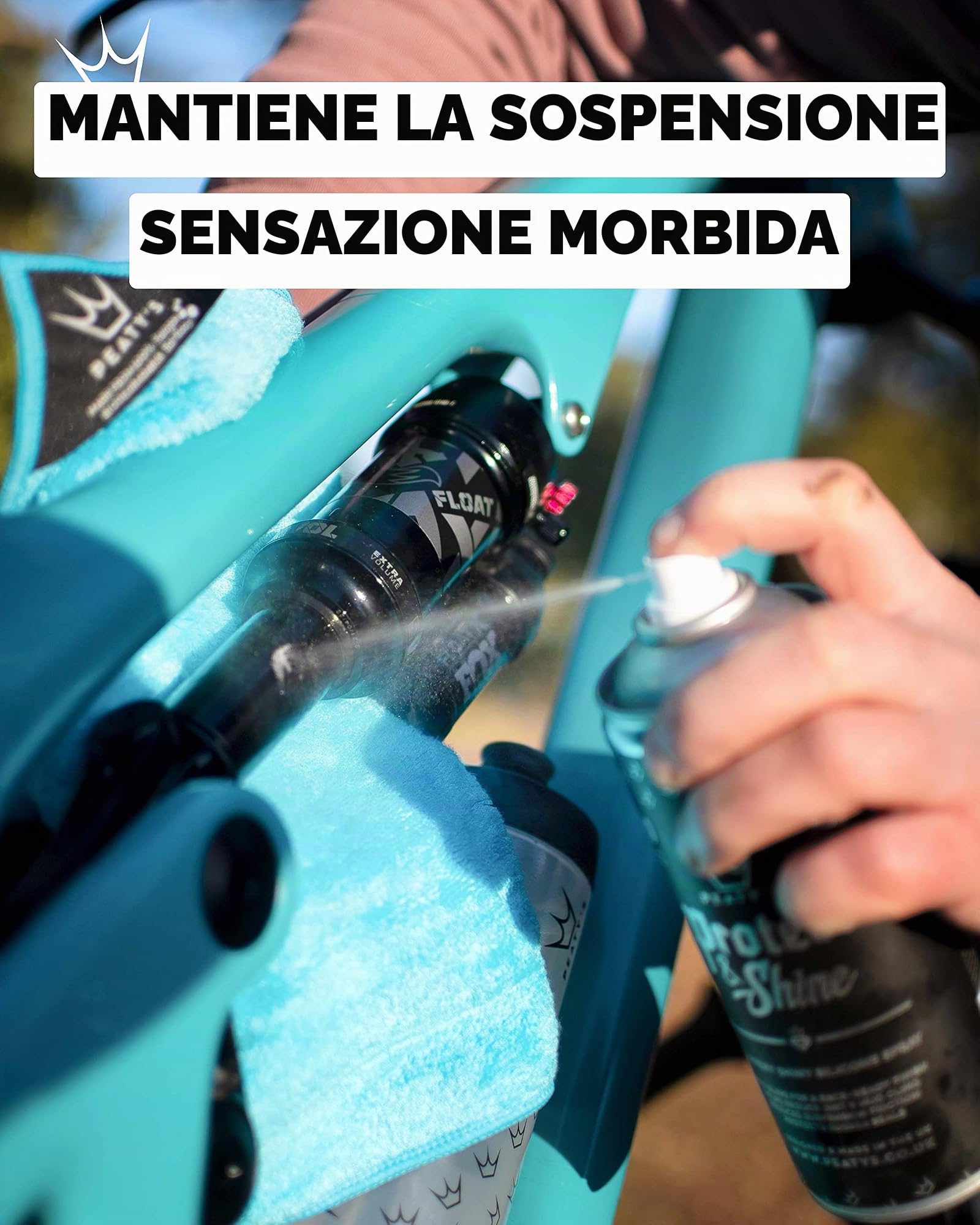 Peaty's Spray Siliconico Protettivo e Brillante per Bici - Spray Lucidante per Telaio e Carbonio, Riduce Adesione Fango e Attrito, Grasso Spray Lucido, Mantieni la Sospensione in Peluche - 400 ml