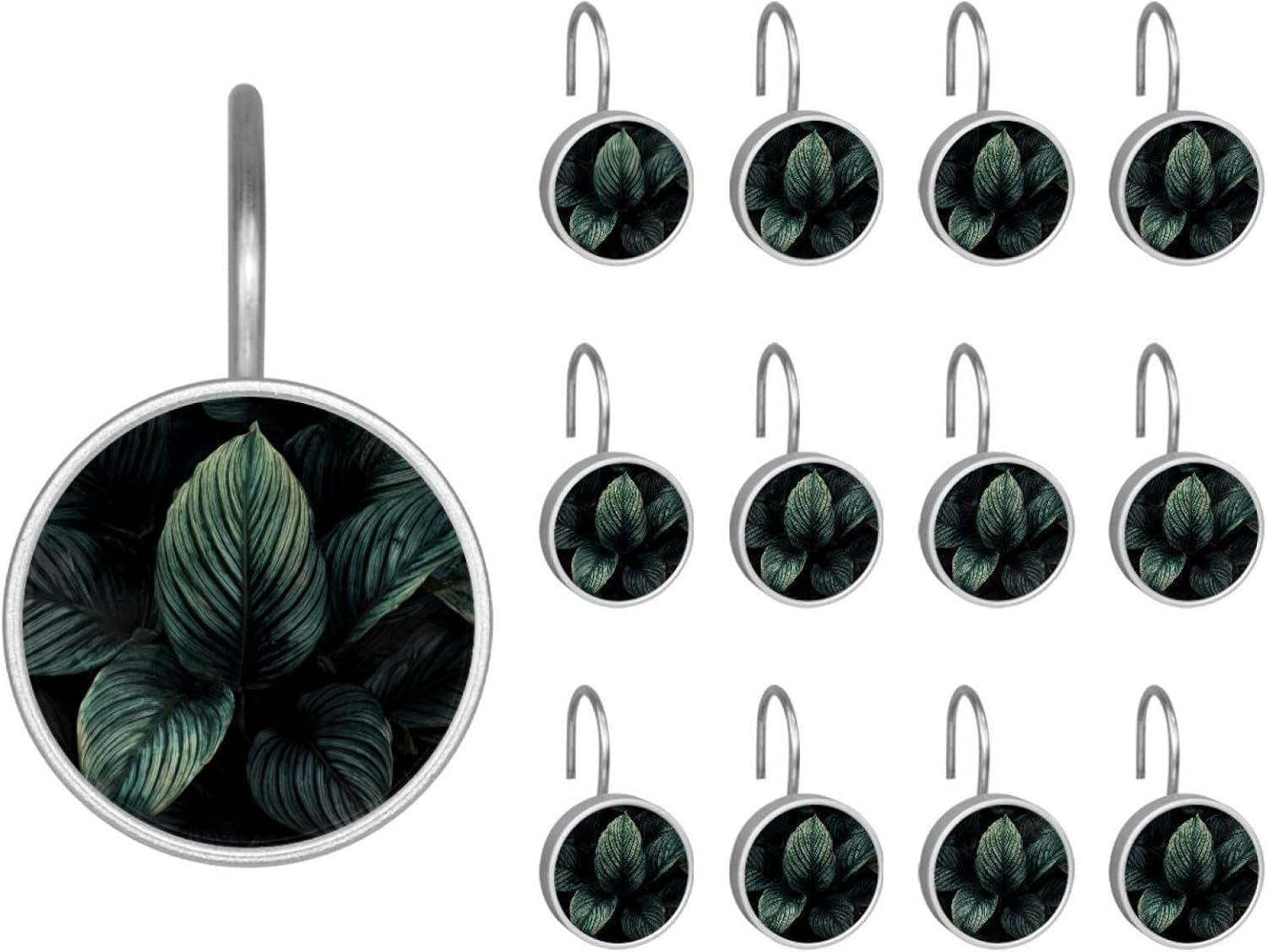 Squirrel (3) Round Crystal Glass Decorative Shower Curtain Hooks with 3D Pattern Visual, Rust Proof Shower Curtain Rings-12 Pack