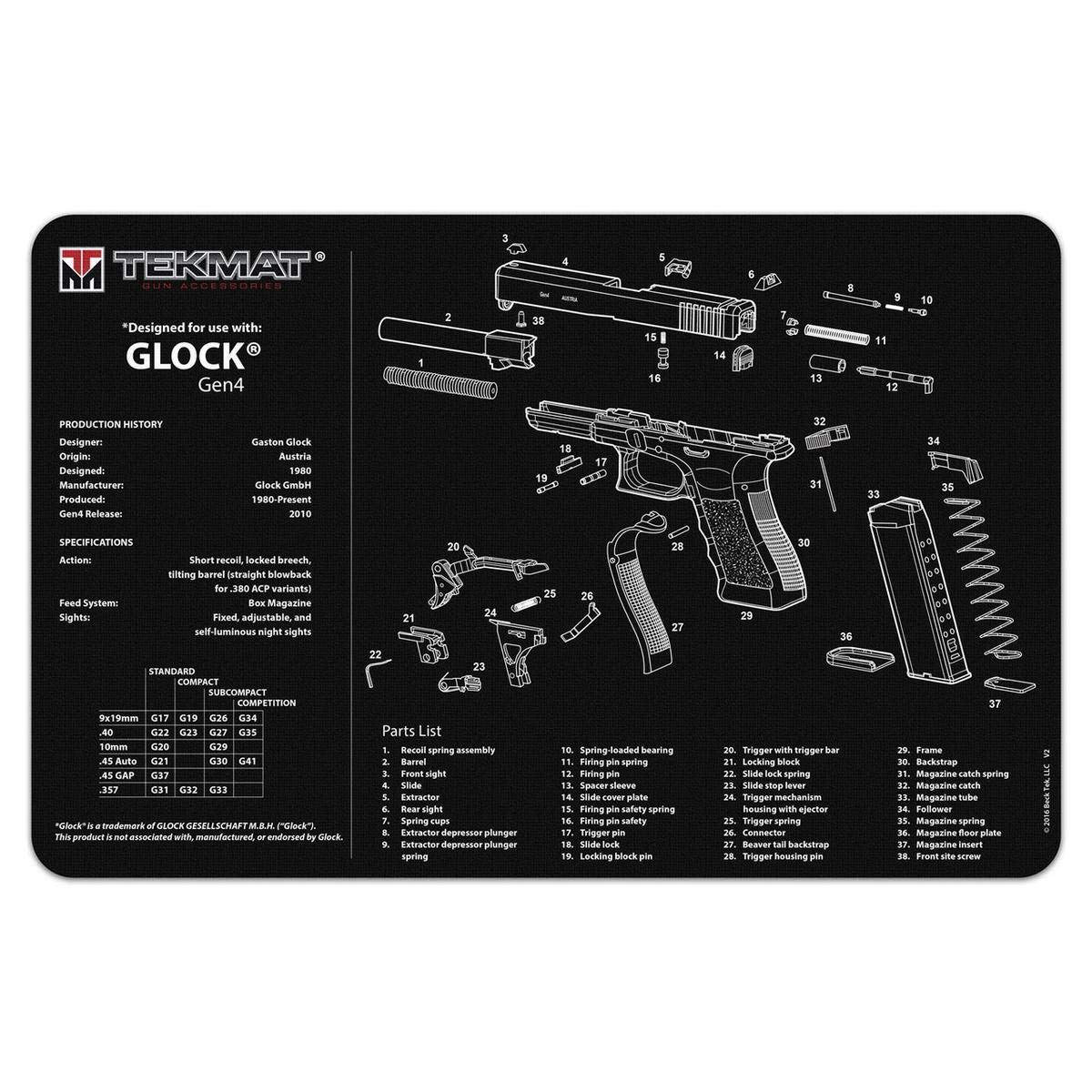 Amazon.com : TekMat TEK-R17-GLOCK-G4-TEK, Multi, One Size,Black